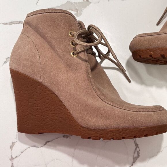 MICHAEL Michael Kors | Rory Boot Chukka Wedge Lace Up Sand Taupe Suede Size 5 - Picture 7 of 15